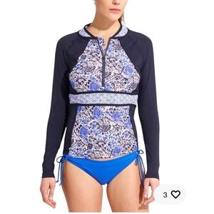 Like New Athleta Indigo Shores Zip Rashguard Size XS